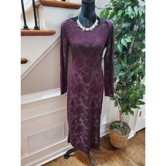 Vintage Blondie and Me Purple Polyester Boat Neck Long Sleeve Maxi Dress Size 7 - Picture 1 of 10